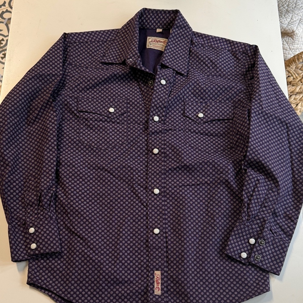 Rafter C Dark Purple Patterned western pearl snap Shirt